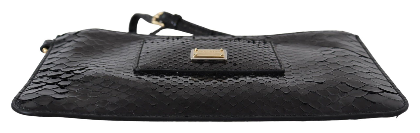Dolce & Gabbana Black Leather Coin Purse Wristlet Agnese Wallet