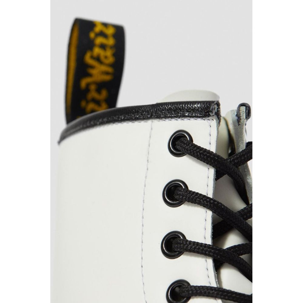 Dr. Martens White Leather Lace-Up Boots