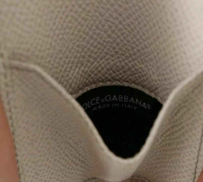 Dolce & Gabbana White Dauphine Leather Cm Case Holder Pocket Wallet