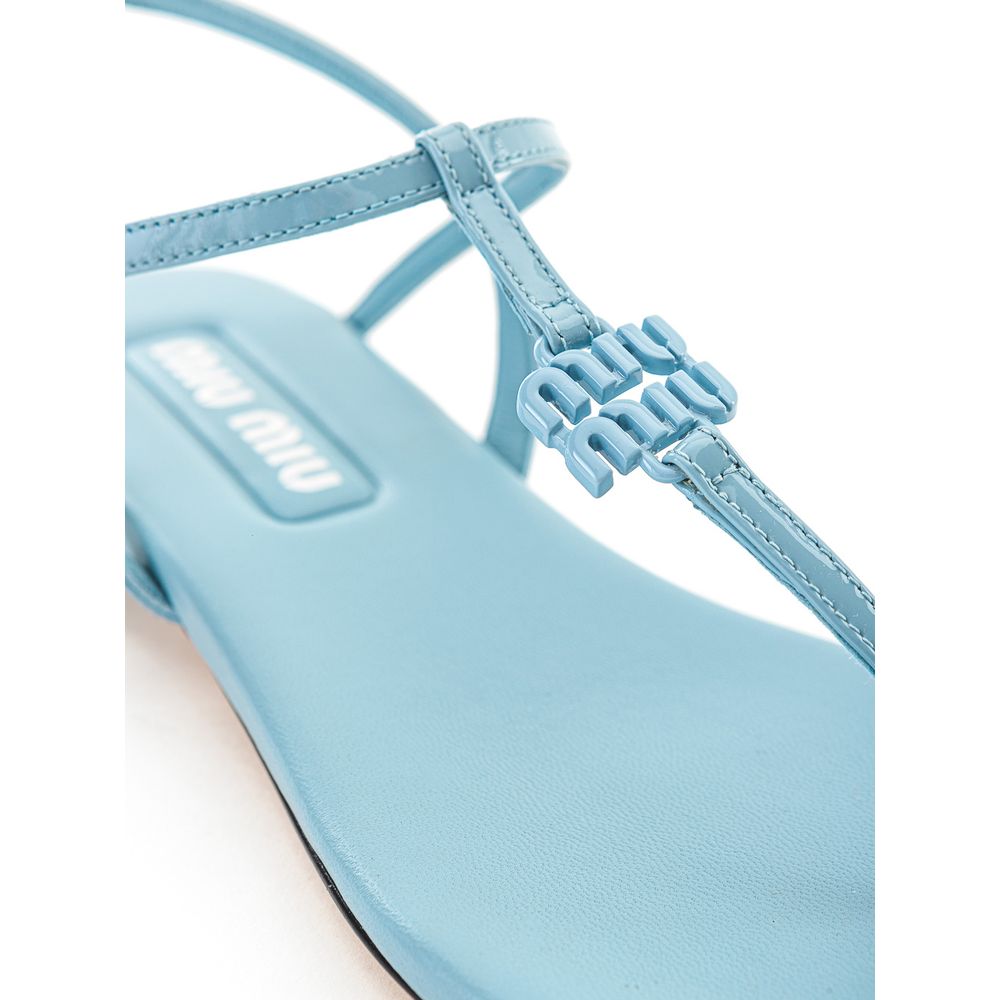 Miu Miu Blue Patent Leather Flip-Flop Sandals