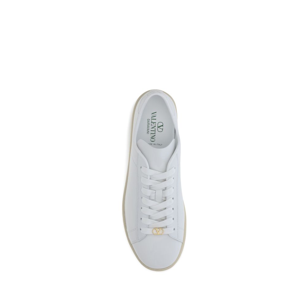 Valentino Garavani White Calf Leather Bos Taurus Low Top Sneakers