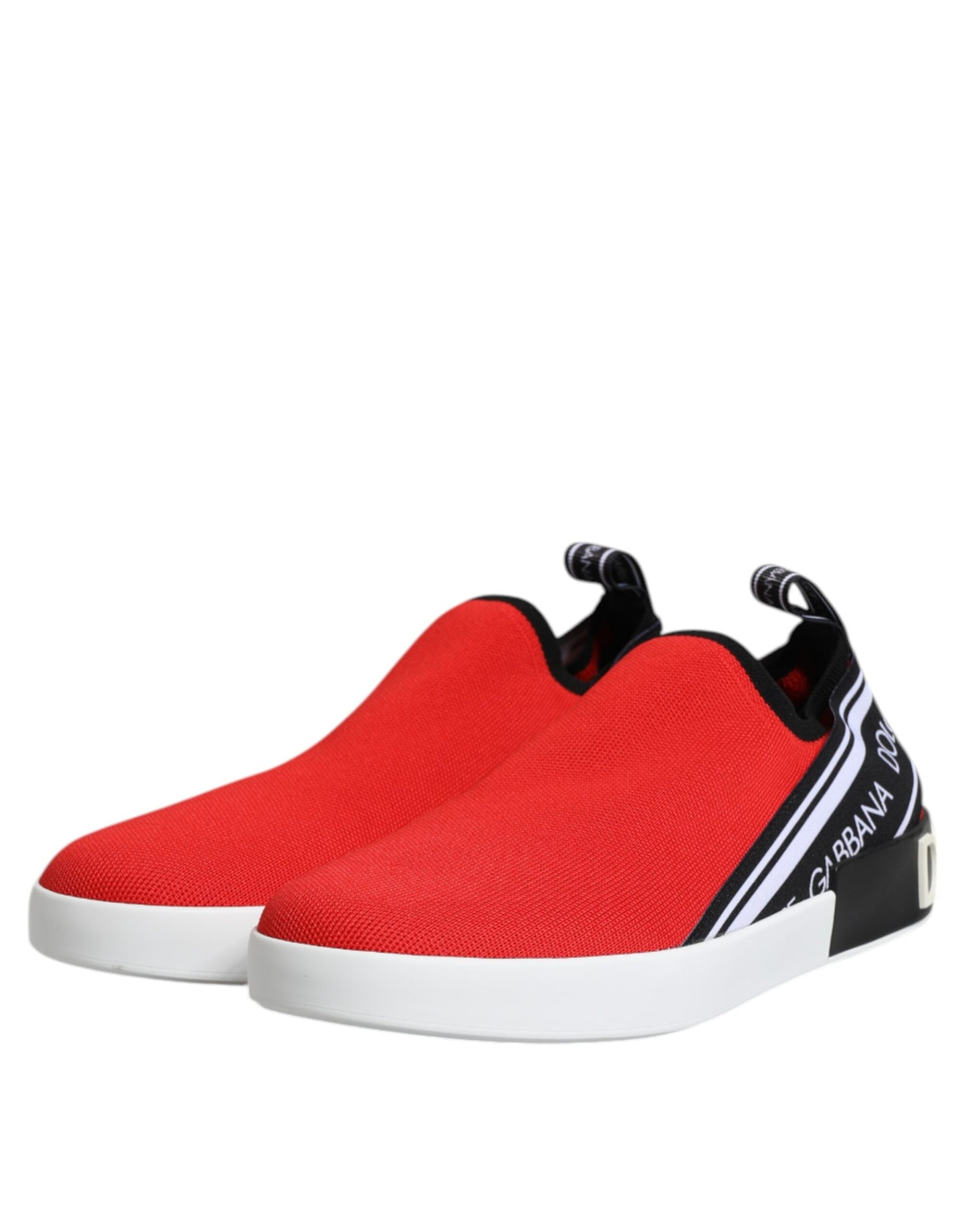 Dolce & Gabbana Red Logo Low Top Slip On Men Sneakers Shoes