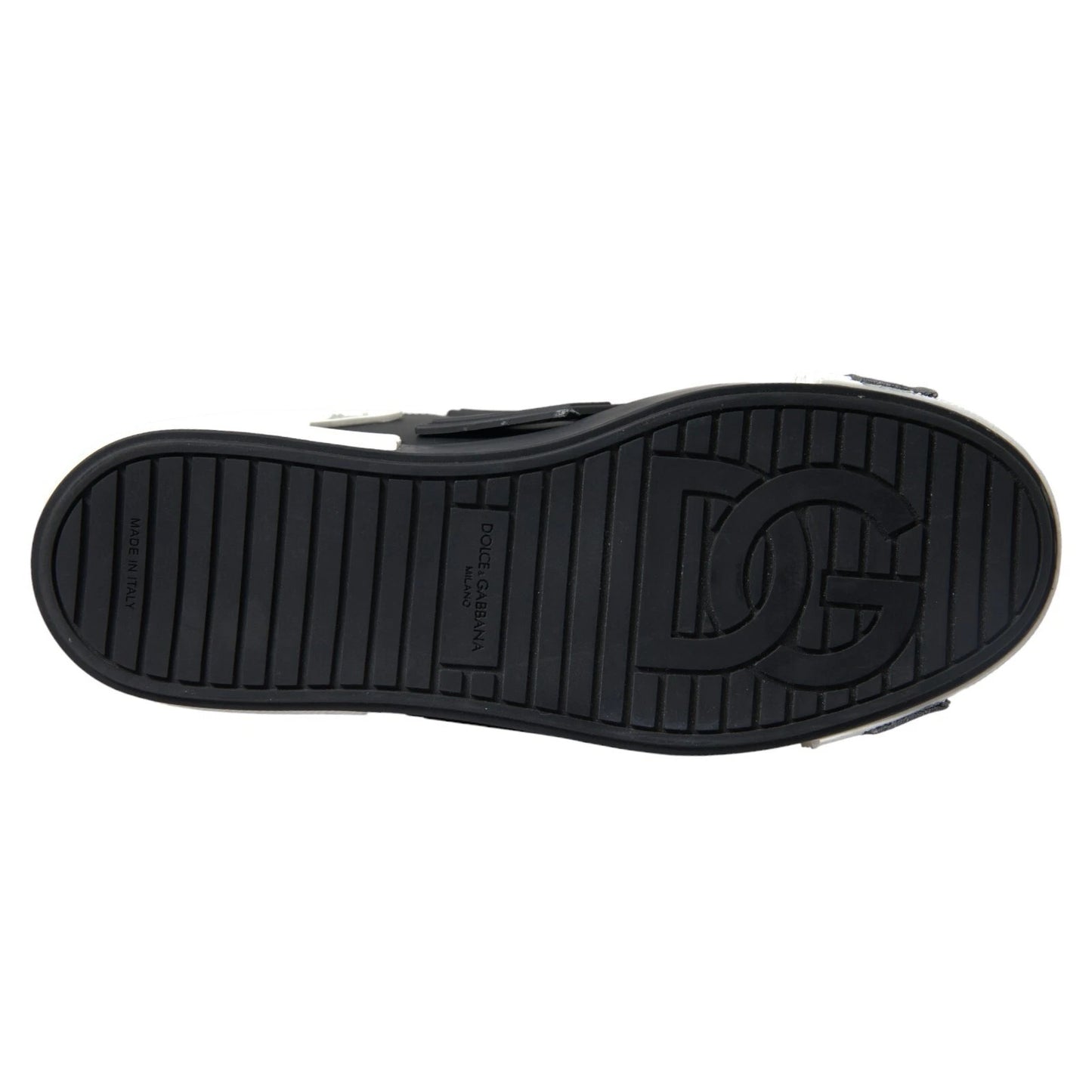 Dolce & Gabbana Black Leather Low Top Sneakers Portofino Shoes