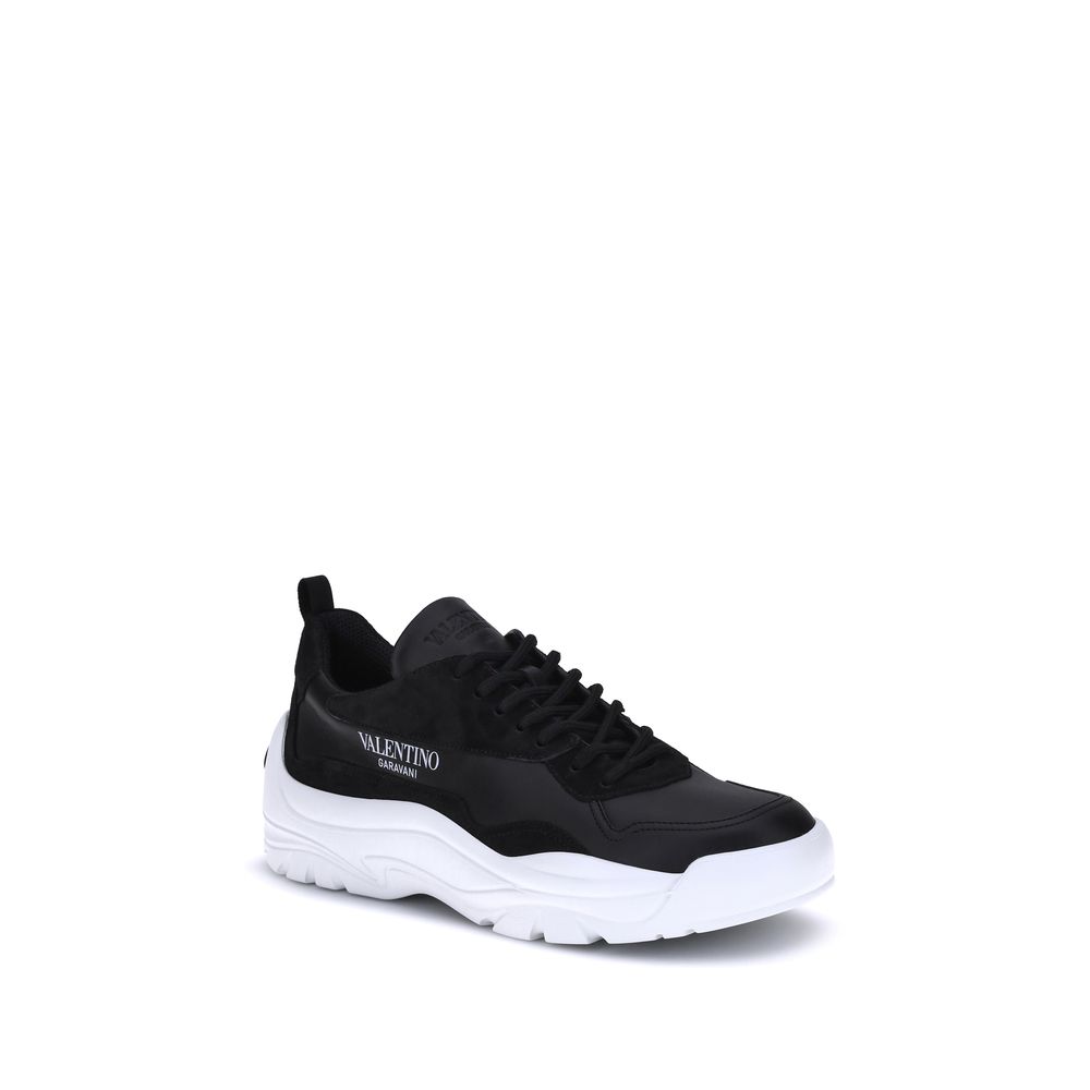 Valentino Garavani Black Calf Leather Bos Taurus Chunky Sneakers
