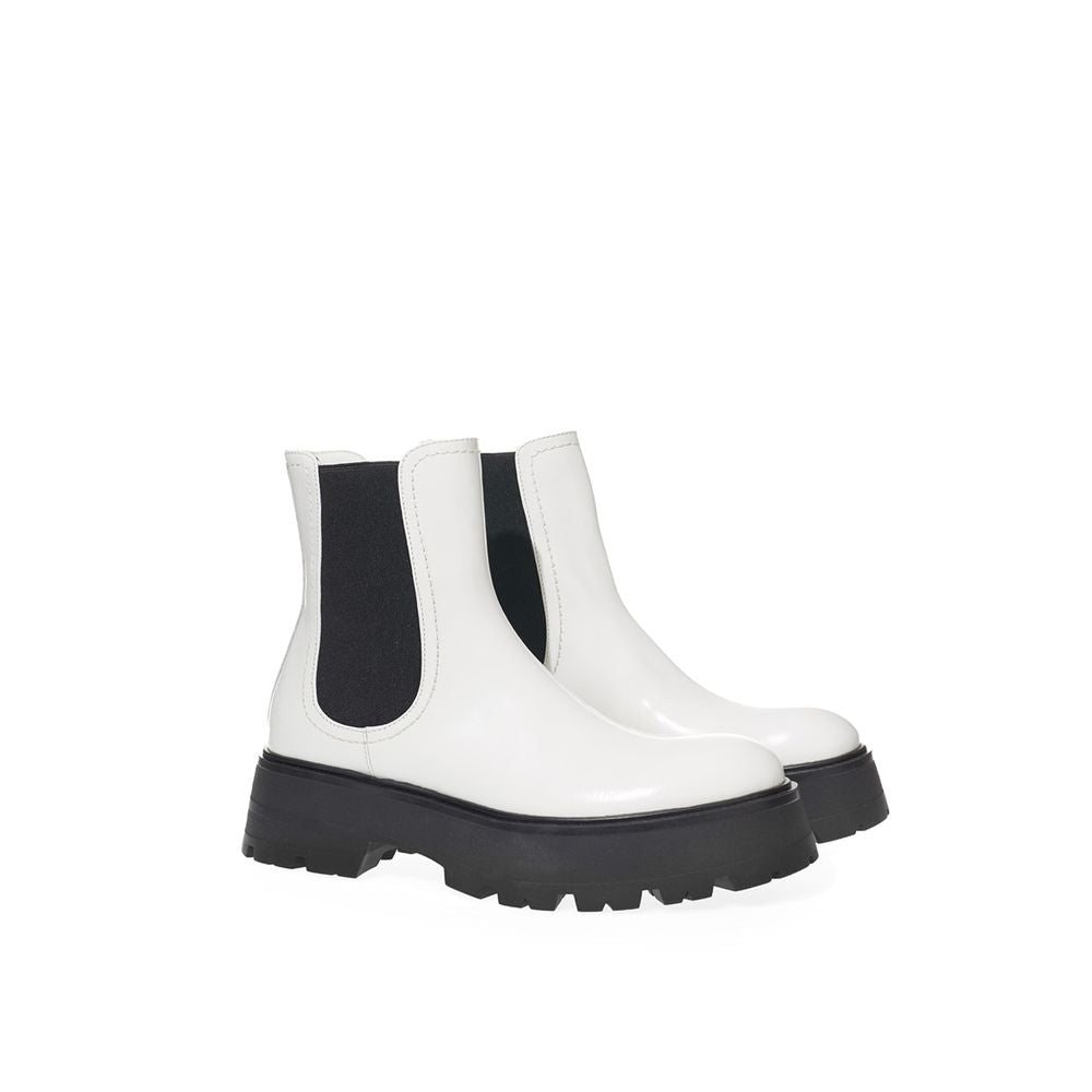 Alexander McQueen Black And White Leather Chelsea Boots
