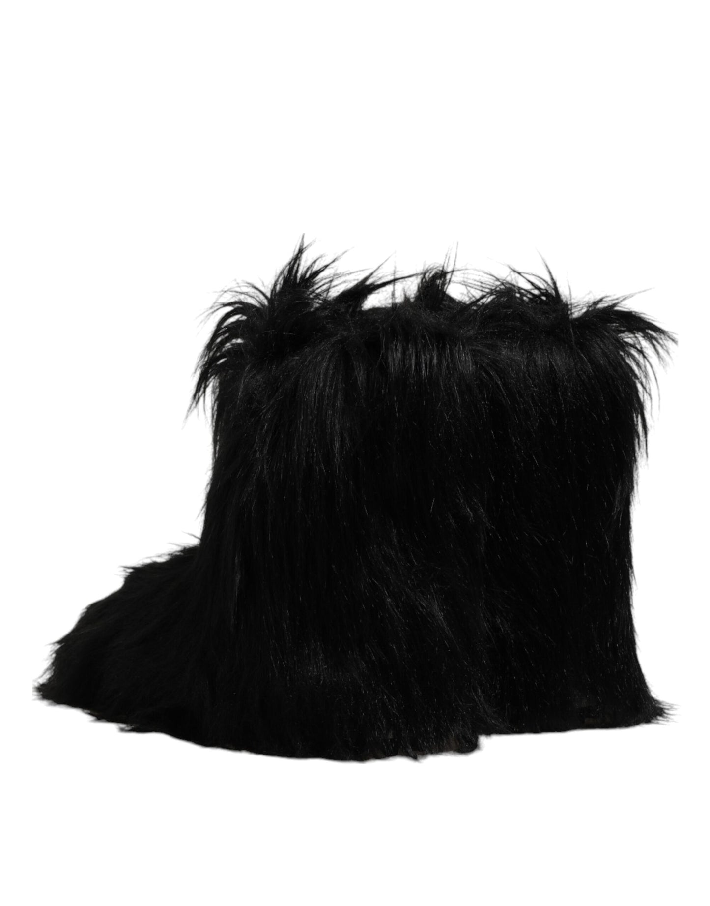 Dolce & Gabbana Black Fur Mid Calf Boots Shoes
