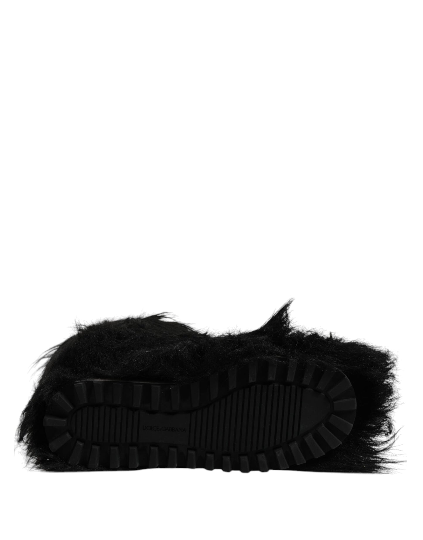 Dolce & Gabbana Black Fur Mid Calf Boots Shoes