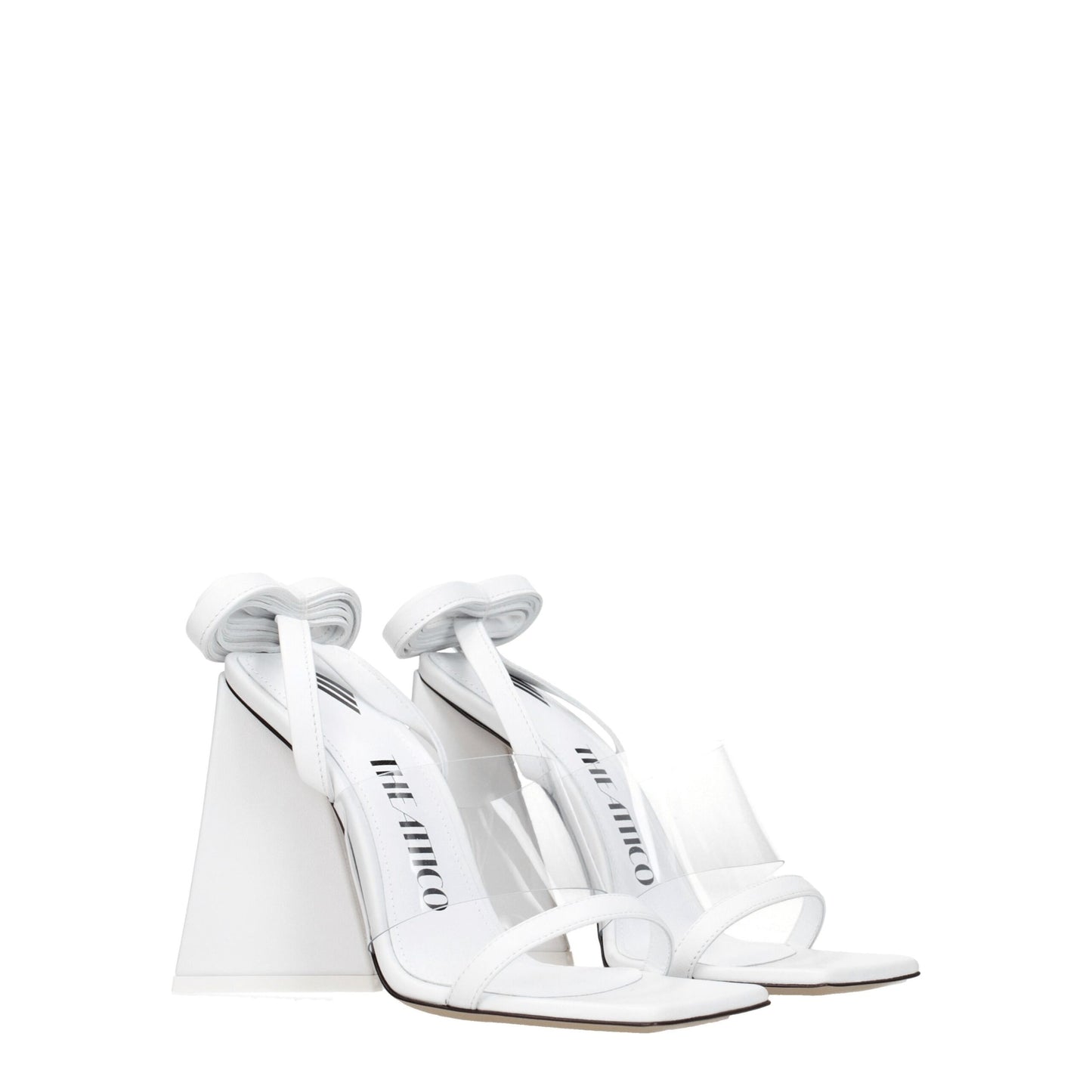 The Attico White Leather Stiletto Heel Sandals