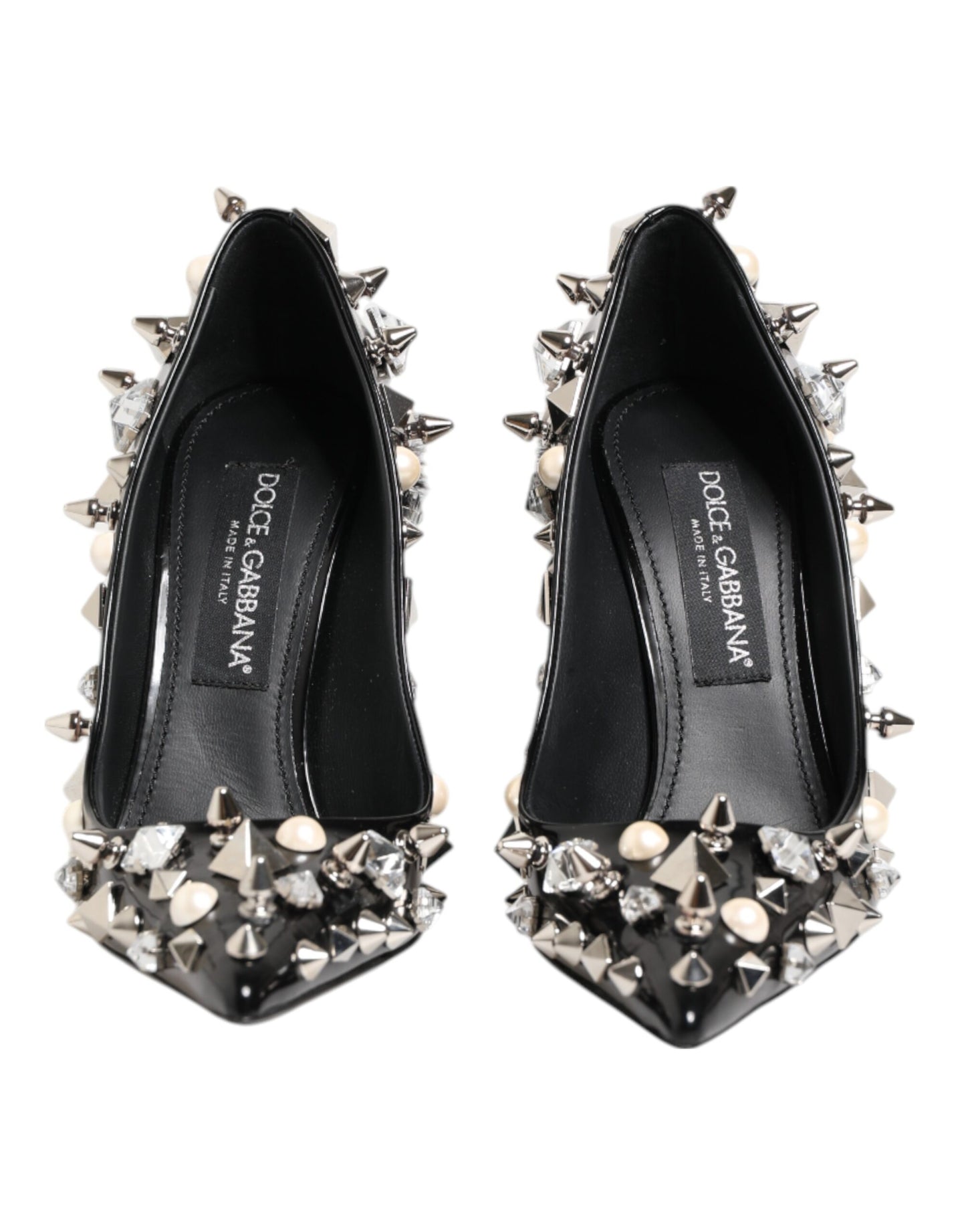 Dolce & Gabbana Black Crystals Studs Stiletto Pumps Shoes