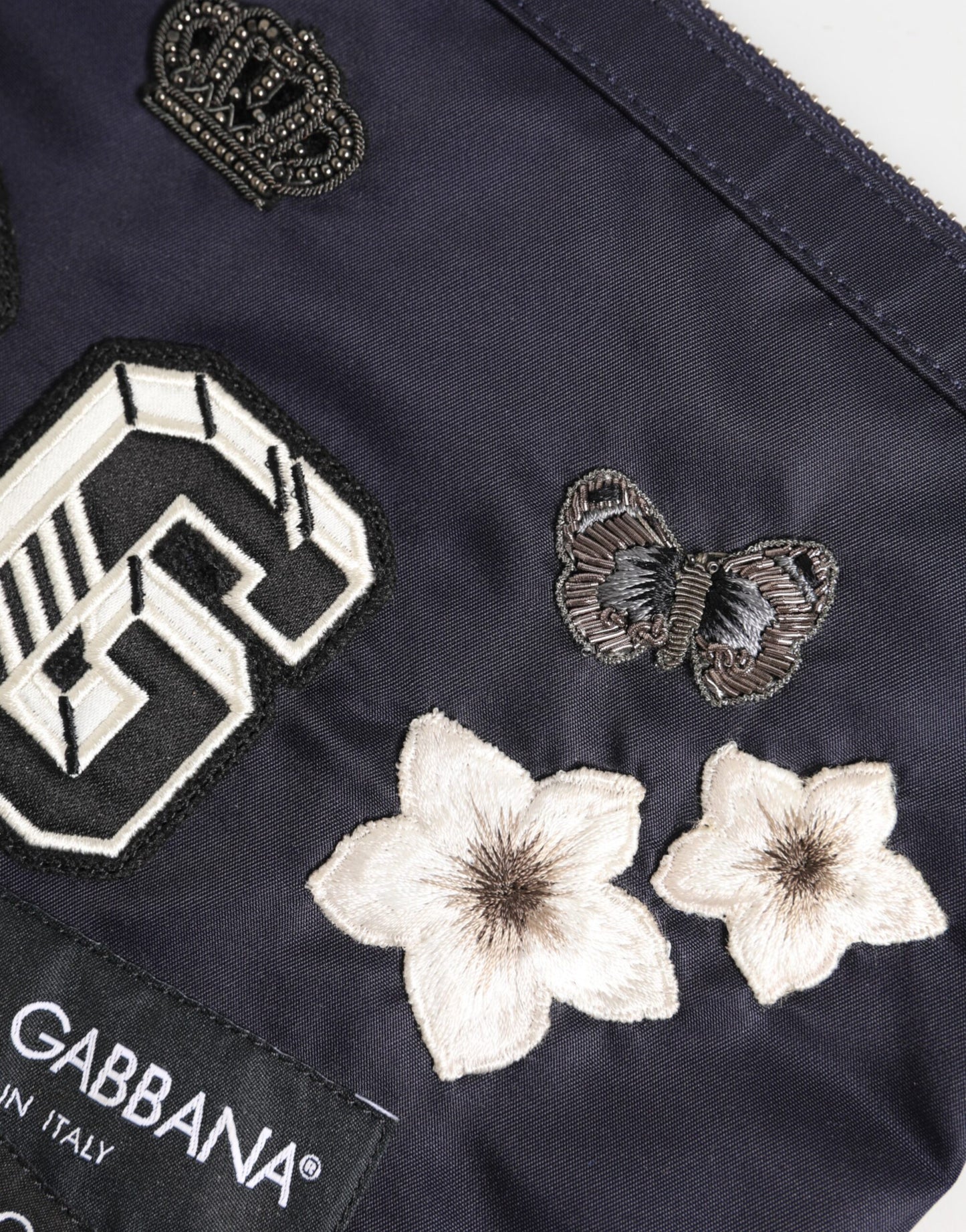 Dolce & Gabbana Blue DG Logo Patch Embellished Pouch Clutch Men Borse Bag