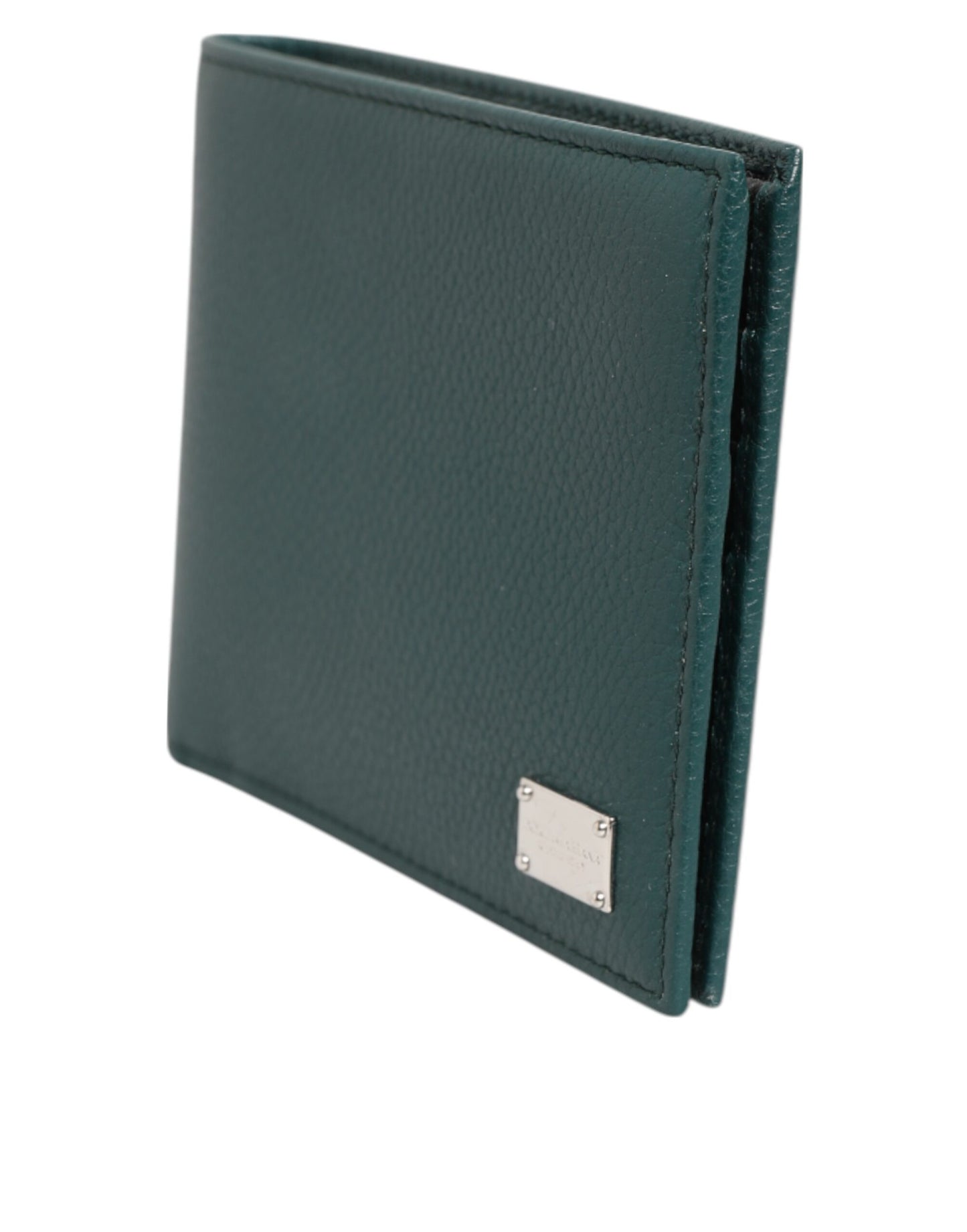 Dolce & Gabbana Green Leather DG Logo Plaque Bifold Men Card Holder Wallet
