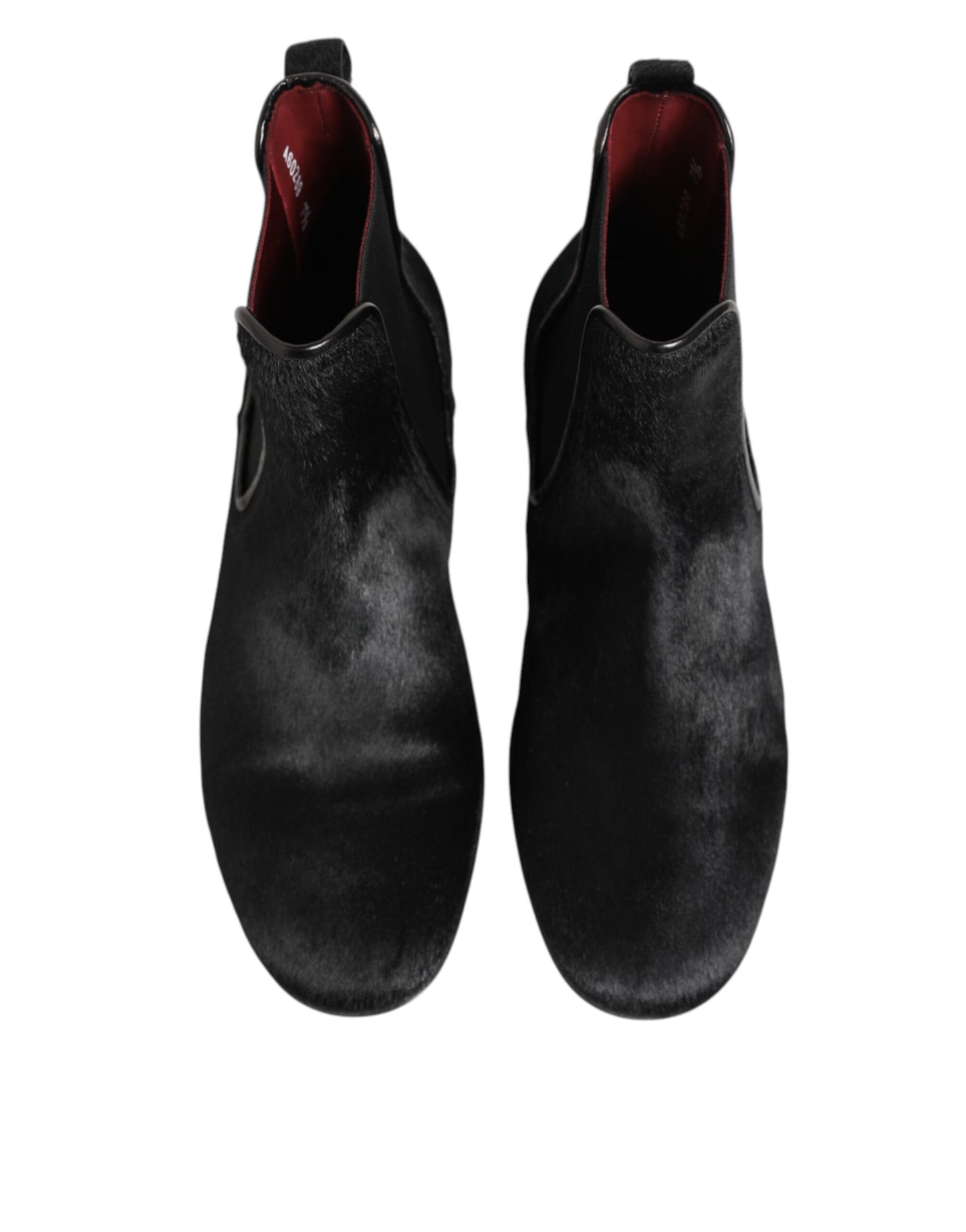Dolce & Gabbana Black Leather Fur Men CHELSEA Boots Shoes