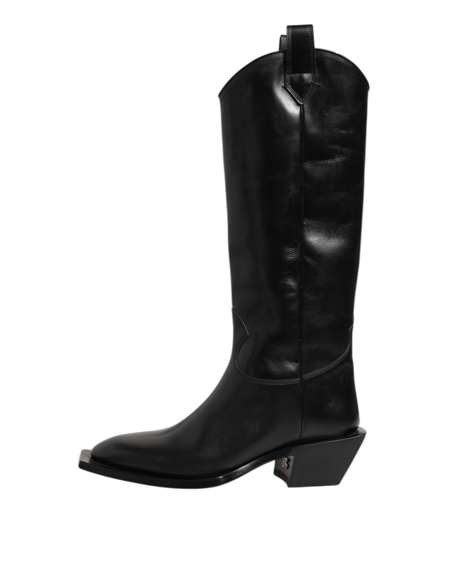 Dolce & Gabbana Black Leather Over The Calf Biker Boots Shoes