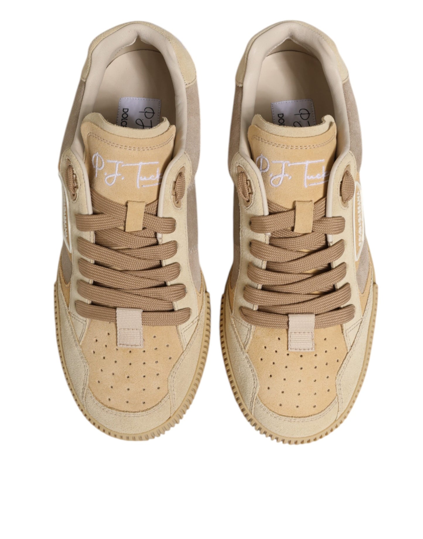 Dolce & Gabbana Beige Leather Miami Low Top Sneakers Men Shoes