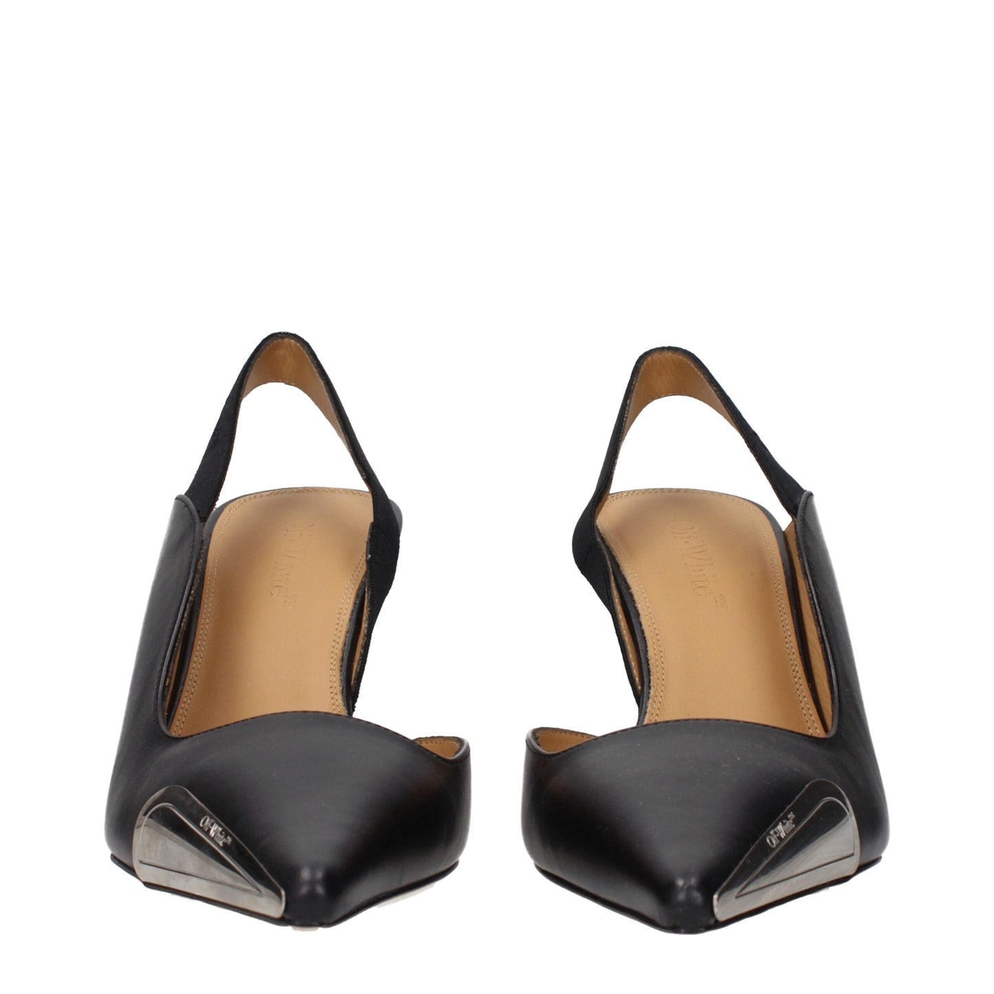 Off-White Black Leather High Heel Pumps