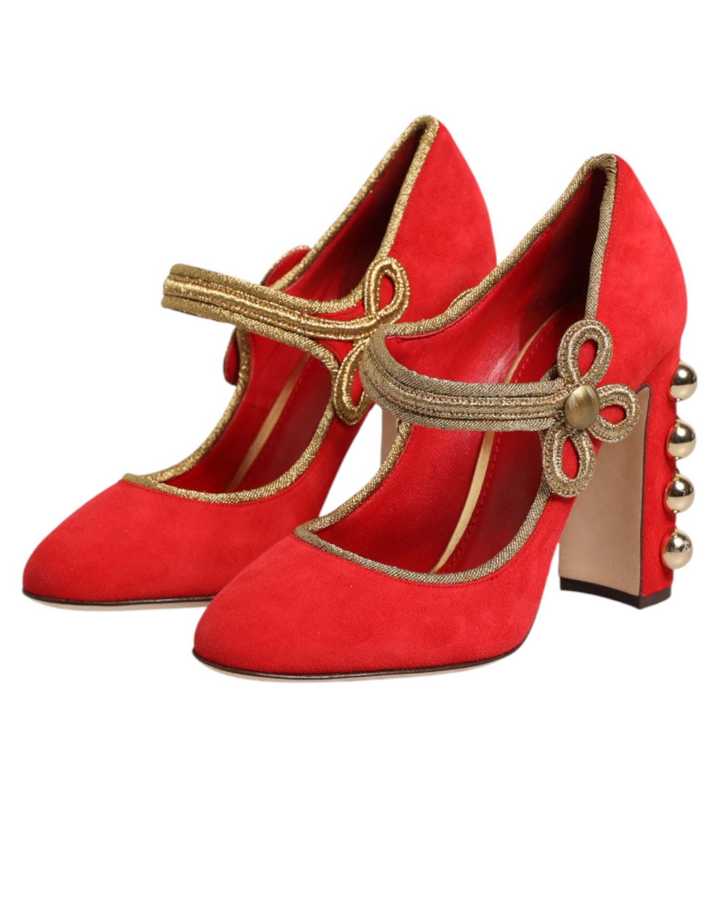 Dolce & Gabbana Red Embellished MARY JANES Pumps Shoes