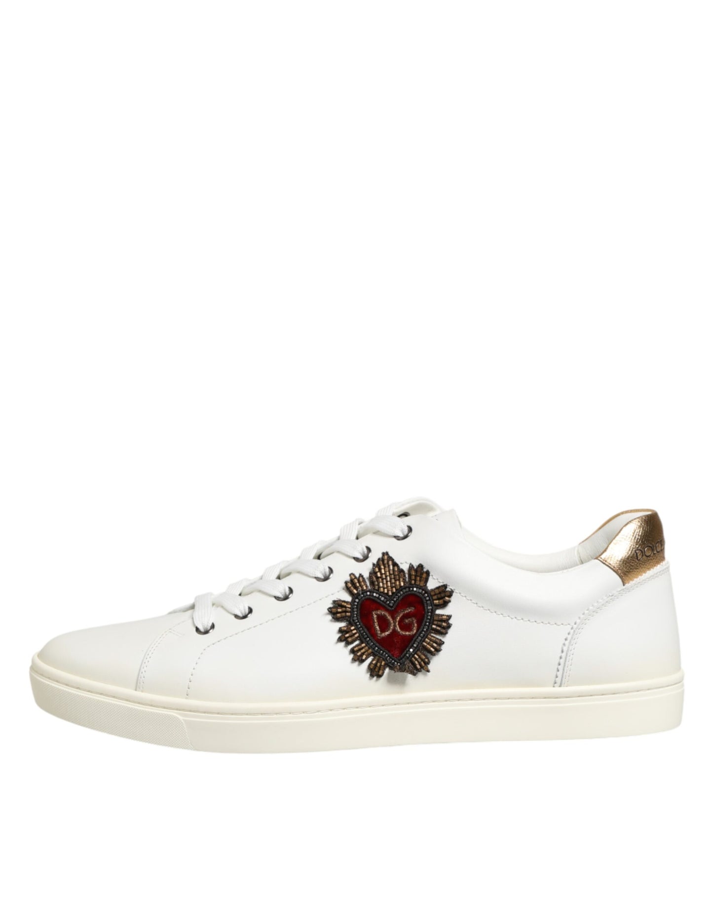 Dolce & Gabbana White Heart Embellished Sneakers Shoes