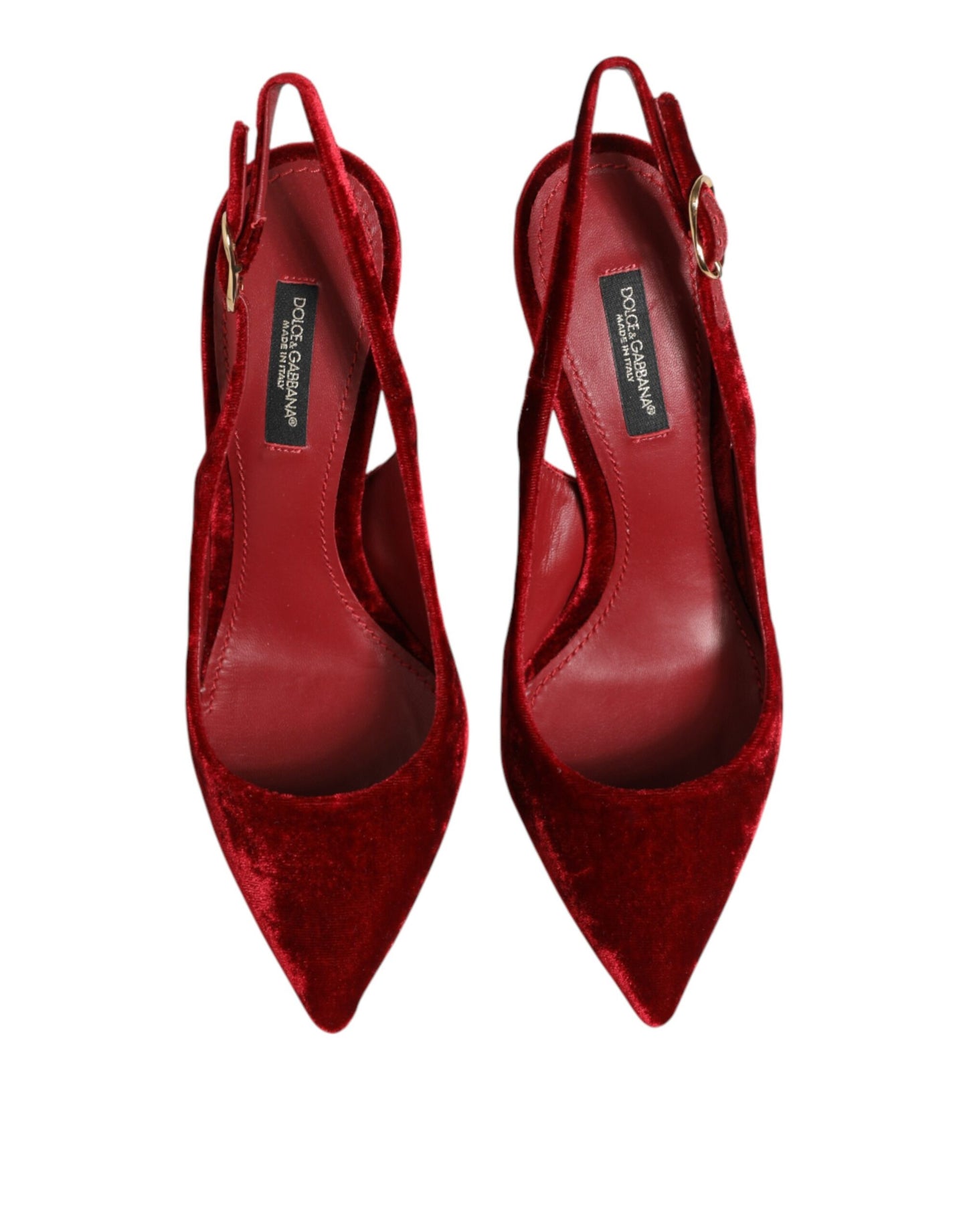 Dolce & Gabbana Red Suede High Heels Slingbacks Sandals Shoes