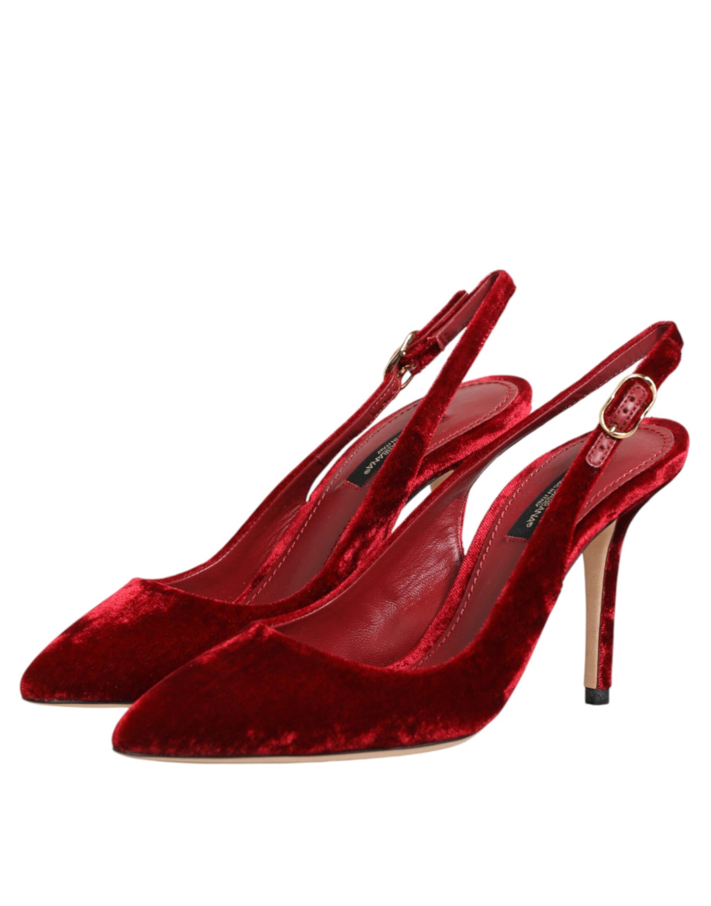 Dolce & Gabbana Red Suede High Heels Slingbacks Sandals Shoes