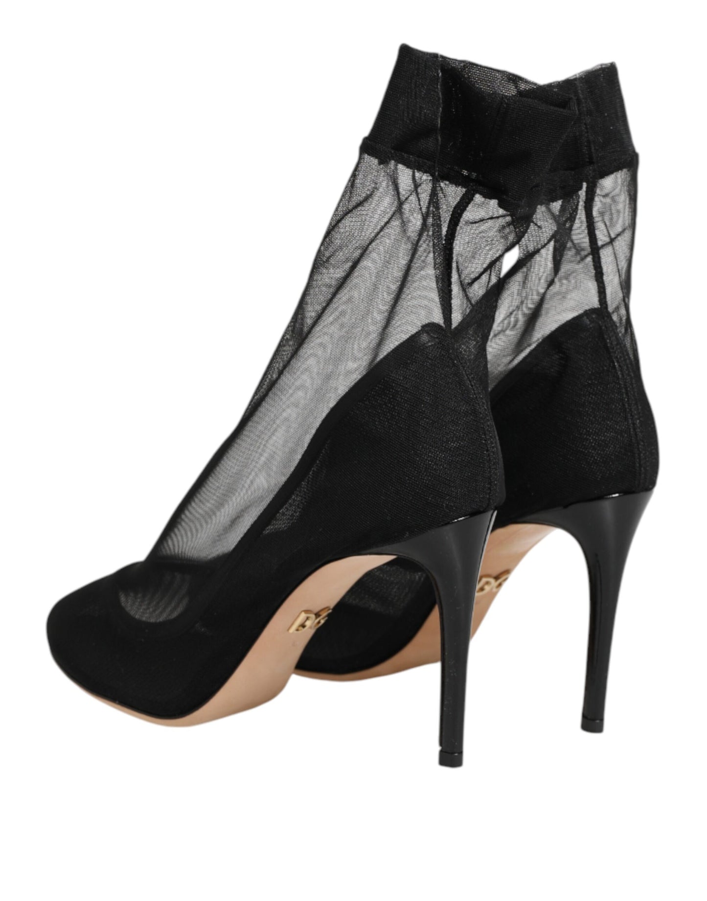 Dolce & Gabbana Black Nylon Stretch Mesh Sock Boots Shoes