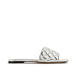 Bottega Veneta Silver Calfskin Flat Sandals