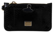 Dolce & Gabbana Black Leather Coin Purse Wristlet Agnese Wallet