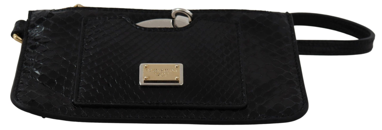 Dolce & Gabbana Black Leather Coin Purse Wristlet Agnese Wallet