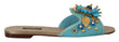 Dolce & Gabbana Blue Crystal Exotic Leather Blue Crystal Sandals