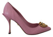 Dolce & Gabbana Pink Leather Heart DEVOTION Heels Pumps Shoes