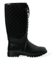 Dolce & Gabbana Black Chioggia Rubber Suede Rain Boots Shoes