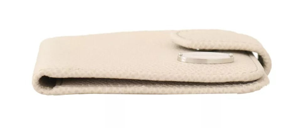 Dolce & Gabbana White Dauphine Leather Cm Case Holder Pocket Wallet