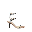Francesco Russo Black Calf Leather Bos Taurus Stiletto Heel Sandals