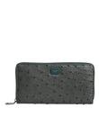 Dolce & Gabbana Green Ostrich Logo Plaque Zip Around Continental Wallet