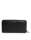 Dolce & Gabbana Black Blue Exotic Leather Embossed Continental Wallet