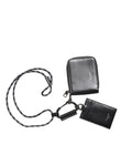Dolce & Gabbana Black Leather Lanyard Zip Around Card Holder Wallet