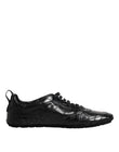 Dolce & Gabbana Black Exotic Leather Low Top Sneakers Shoes