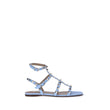 Valentino Garavani Light Blue Calf Leather Bos Taurus Flat Sandals