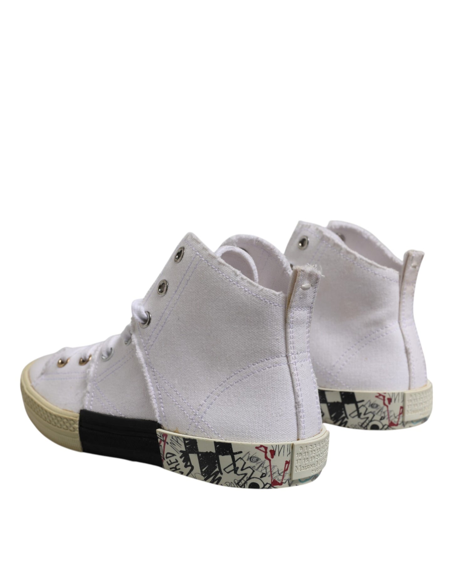 Maison Margiela White Lace Up Mid Top Women Sneakers Shoes