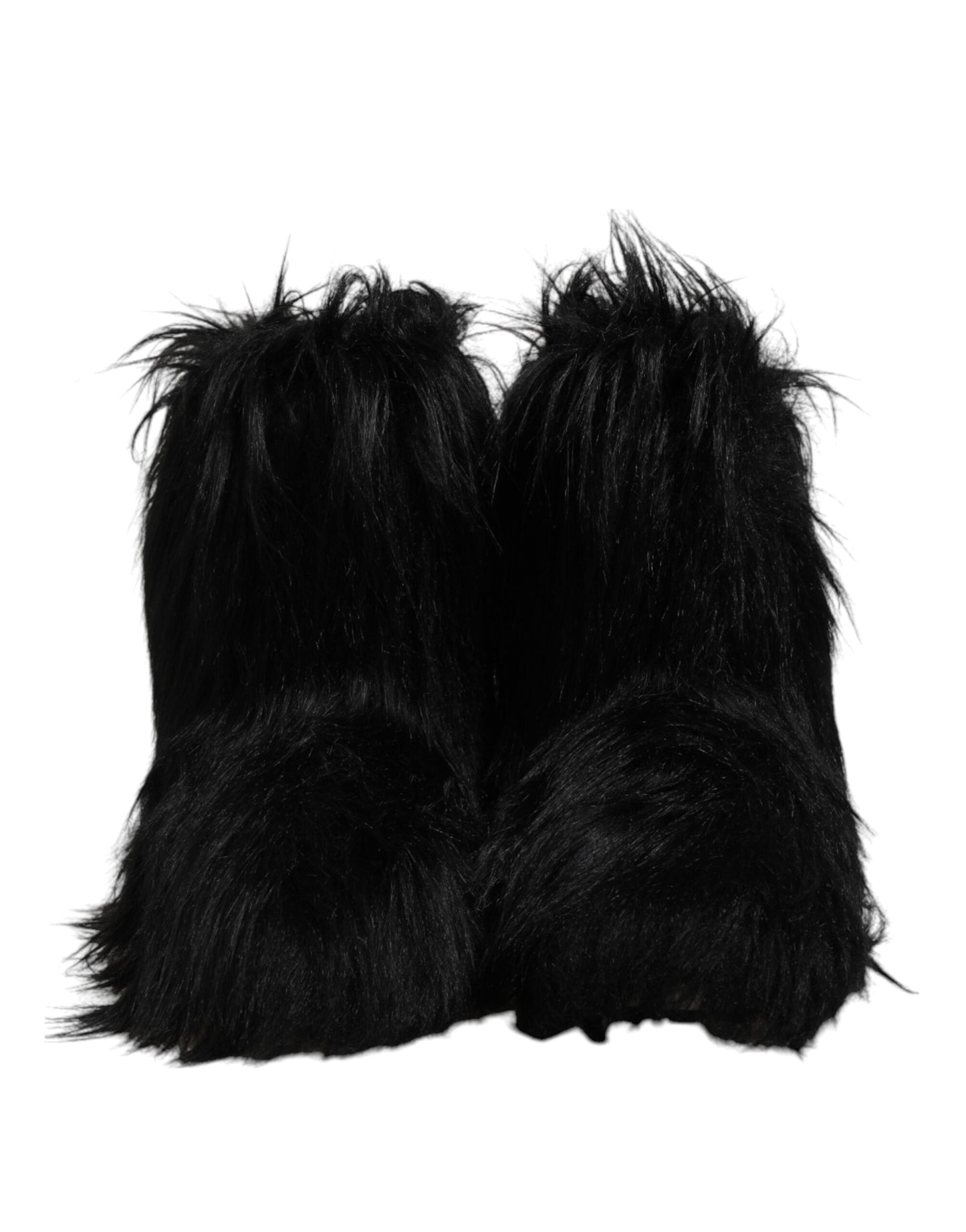Dolce & Gabbana Black Fur Mid Calf Boots Shoes