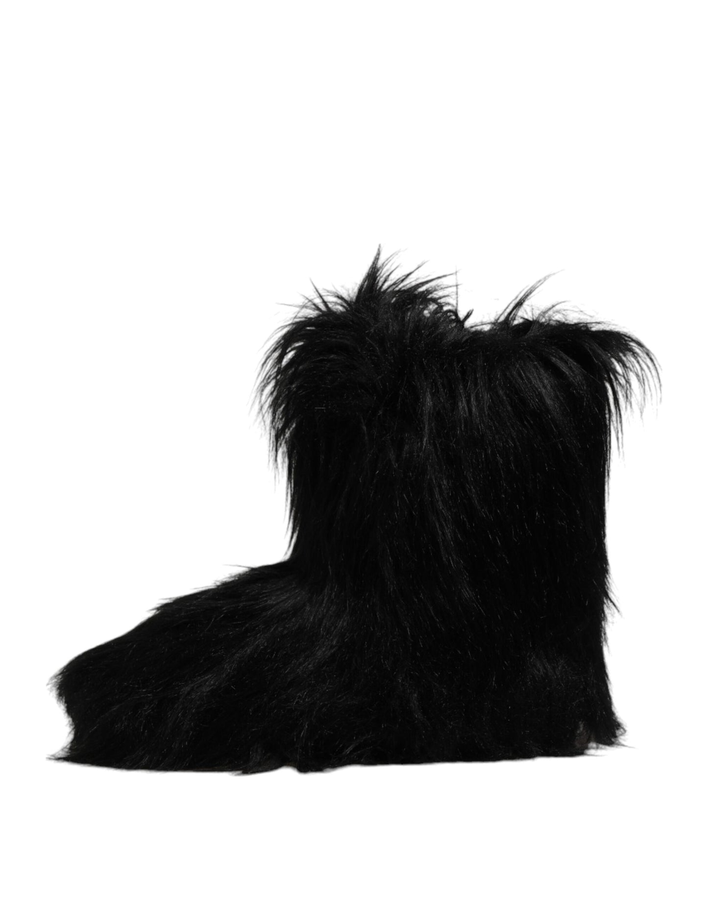 Dolce & Gabbana Black Fur Mid Calf Boots Shoes