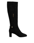 Dolce & Gabbana Black Suede Leather Knee High Boots Shoes