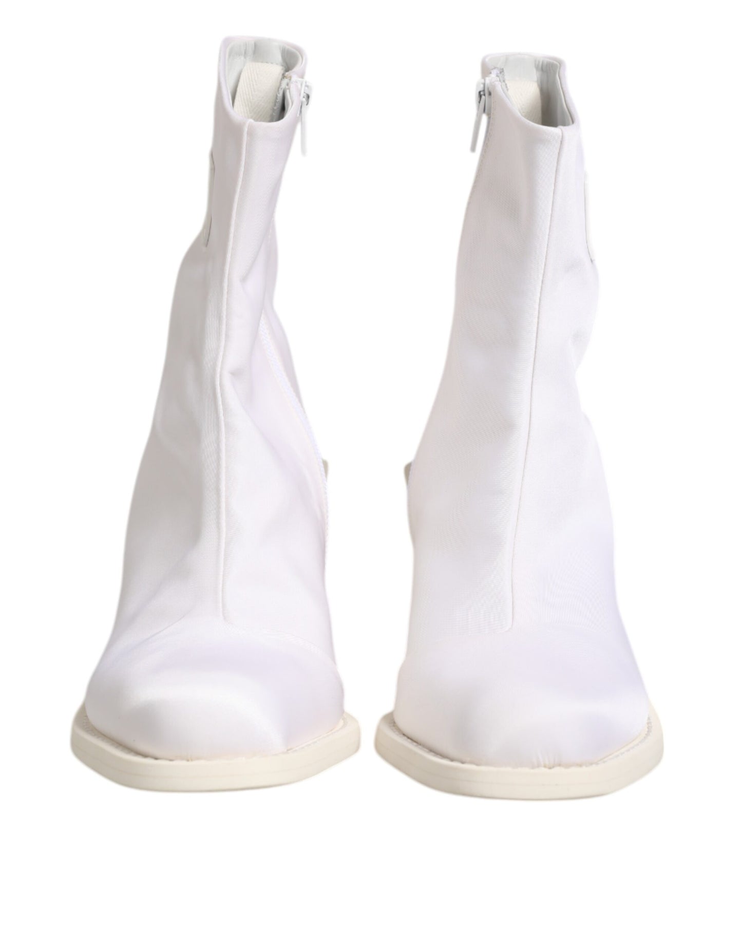 Maison Margiela White Square Heel Zip Ankle Boots Shoes