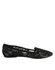 Dolce & Gabbana Black Taormina Lace Slip On Flats Shoes