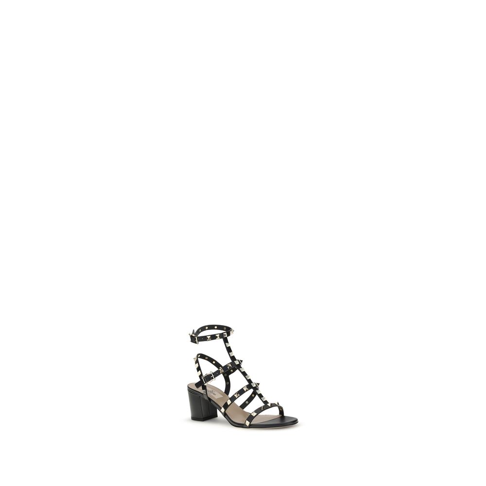 Valentino Garavani Black Calf Leather Bos Taurus Platform Sandals