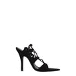 The Attico Black Leather Stiletto Heel Sandals