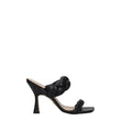 Stuart Weitzman Black Leather Stiletto Heel Sandals