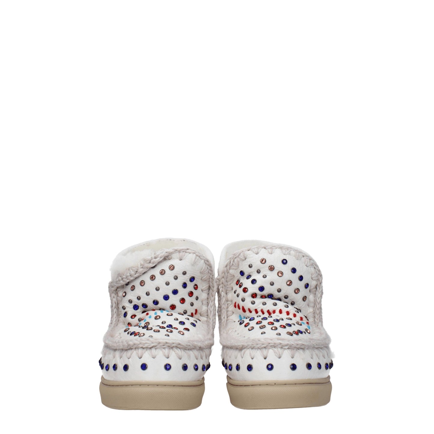 Mou White Leather Ankle Boots