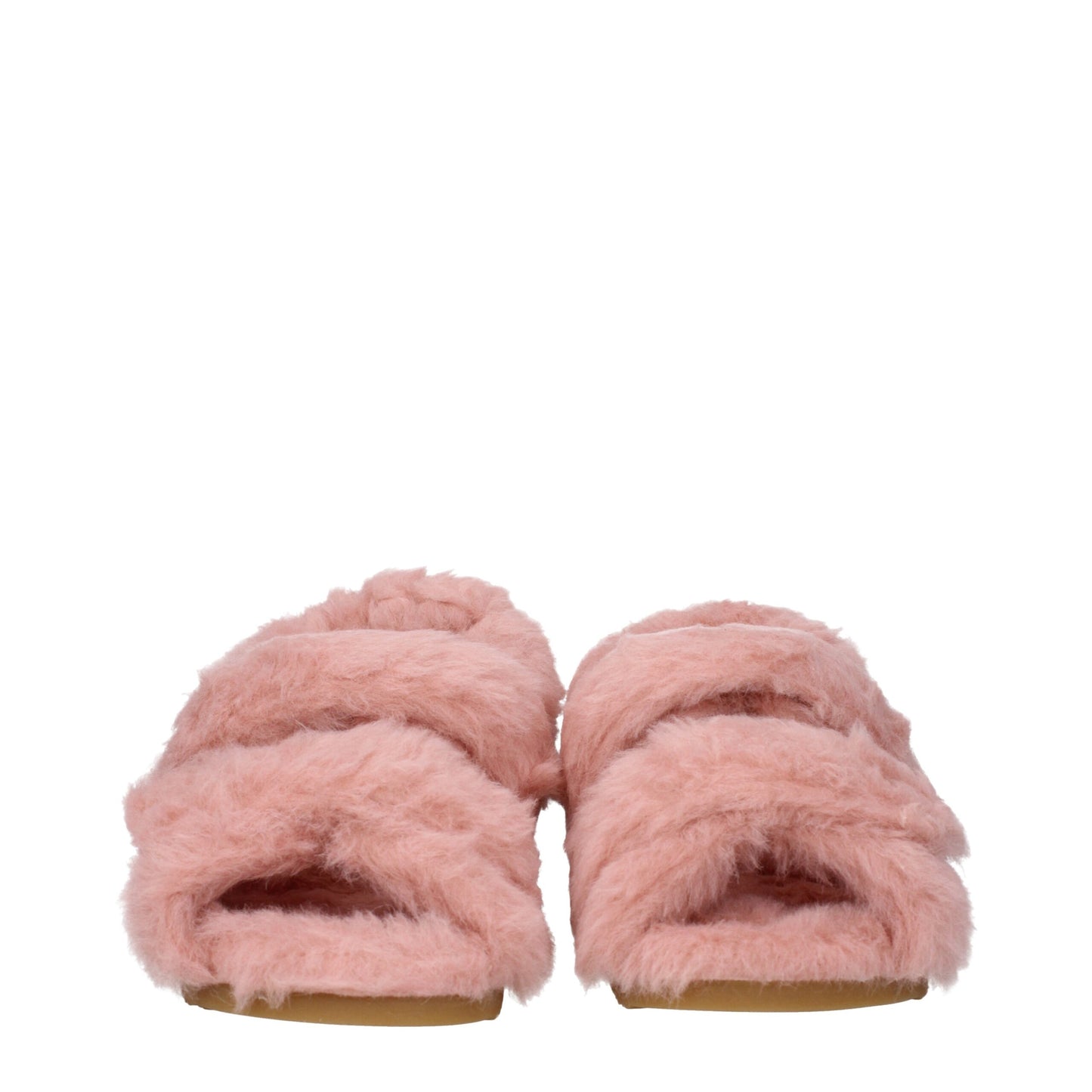 Max Mara Pink Fur Flat Sandals