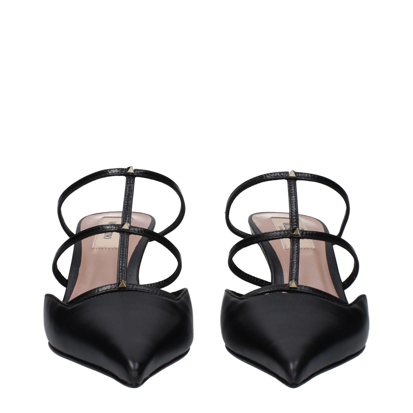 Valentino Garavani Black Leather Flat Sandals