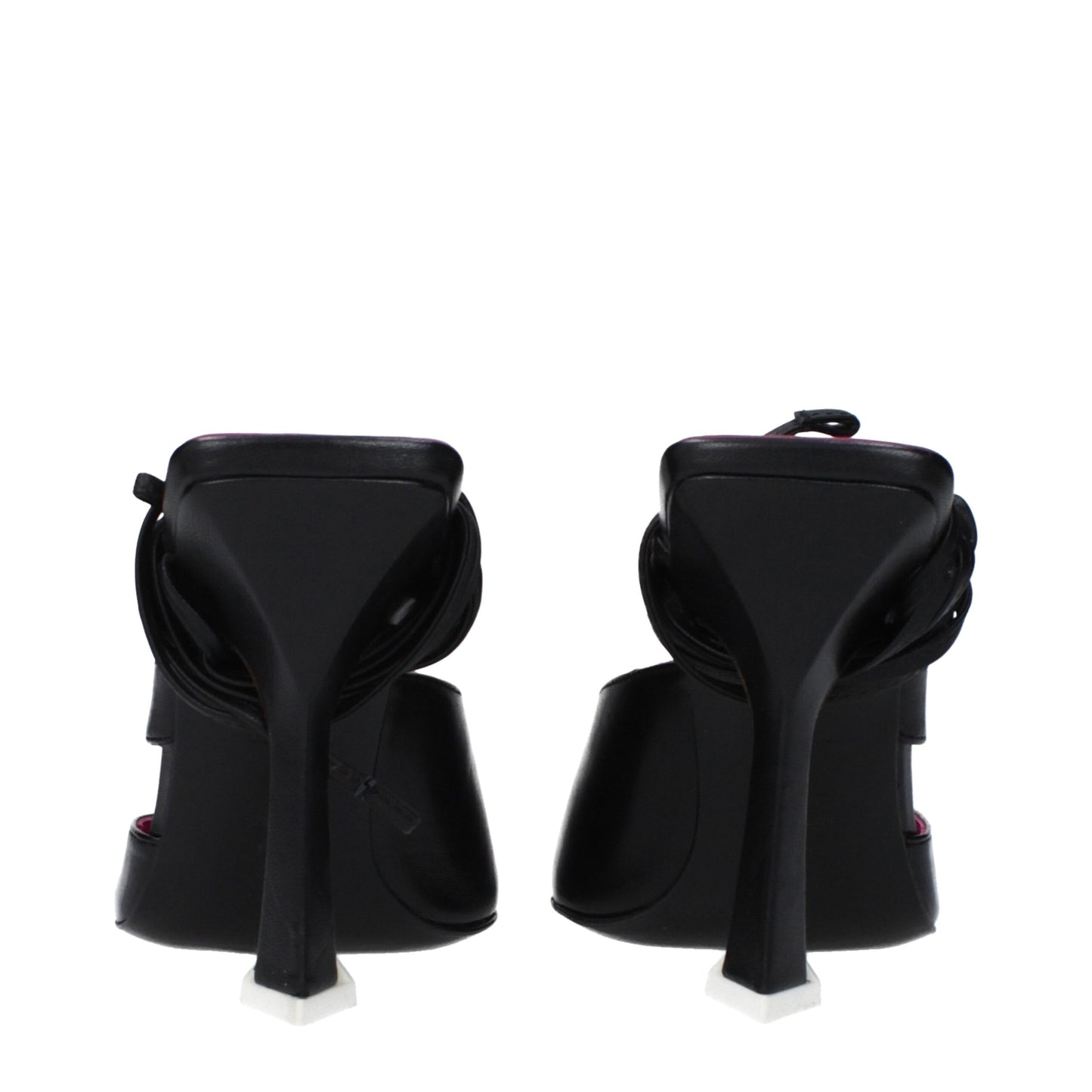 The Attico Black Leather Stiletto Heel Sandals